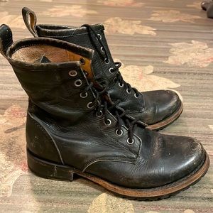 Ecote distressed black leather combat boots W7